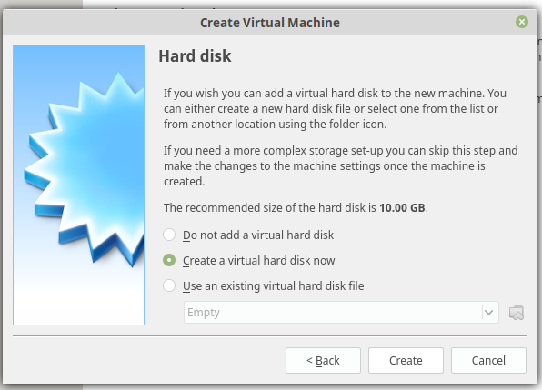 Virtualbox Create Hard Disk