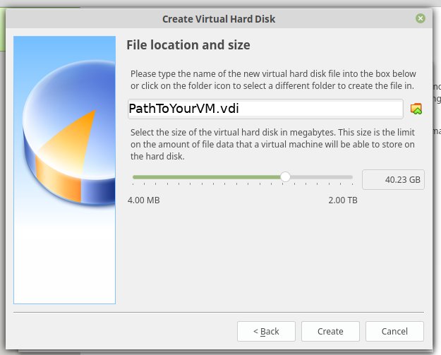 Virtualbox Create Hard Disk Location Size